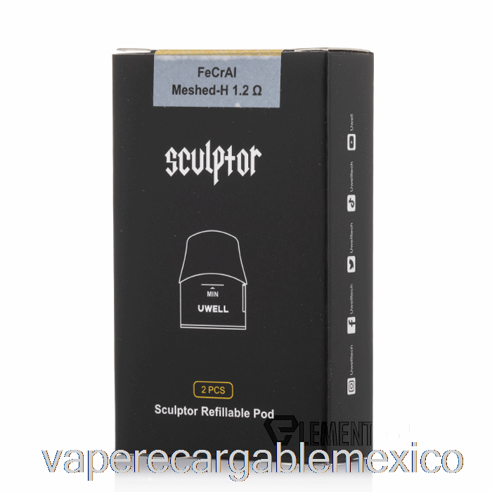 Vape Recargable Uwell Sculptor Vainas De Repuesto 1,6 Ml Vainas Recargables